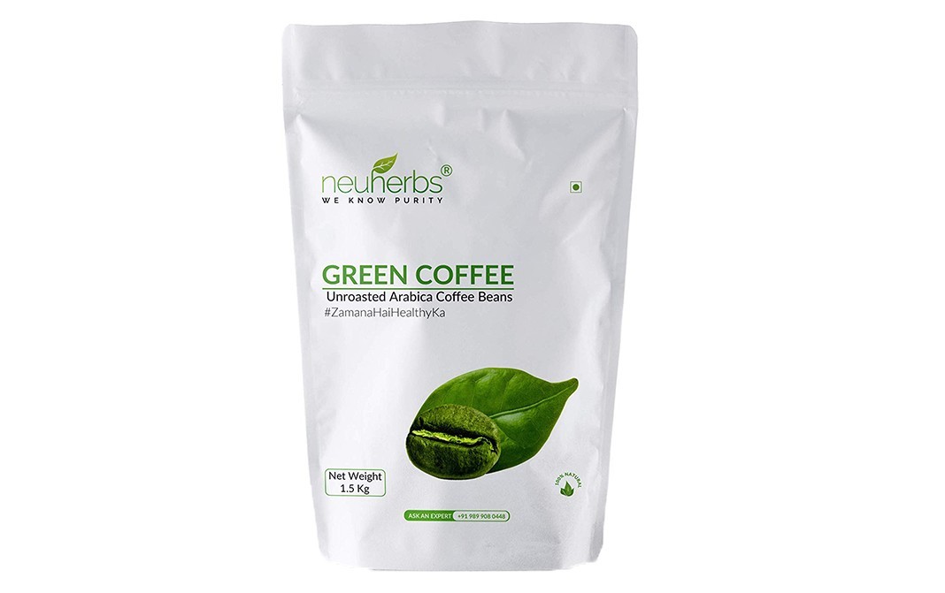 Neuherbs organic Green Coffee Untasted, Arabica Coffee Beans   Pack  1.5 kilogram